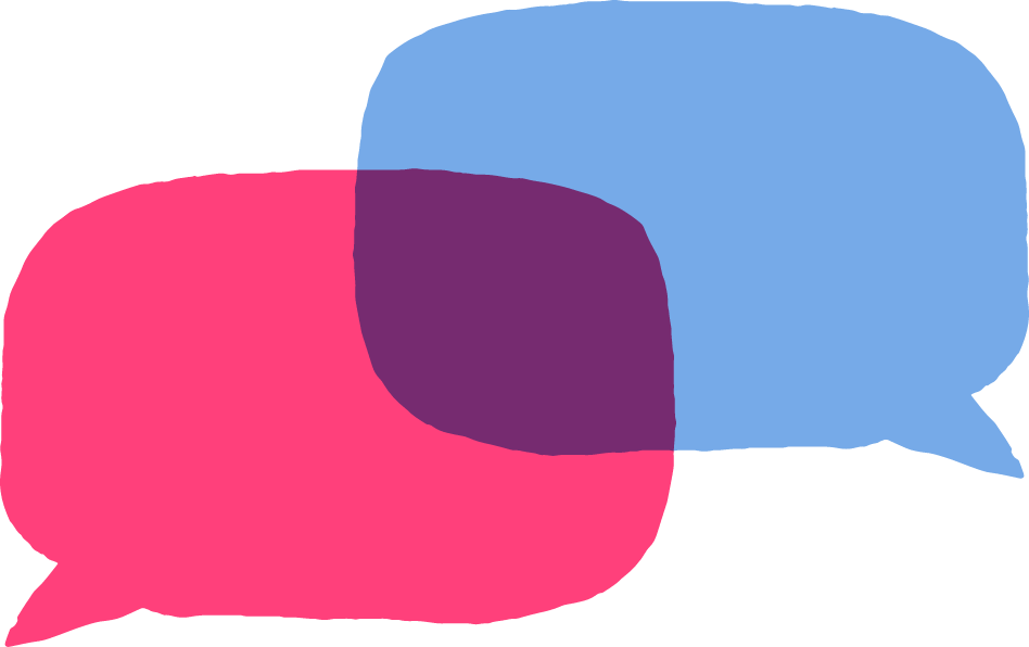 Illustration von zwei Sprechblasen.